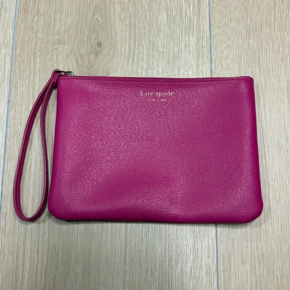 Kate Spade Keaton Small Pouch Wristlet Magenta Pink Clutch K6202